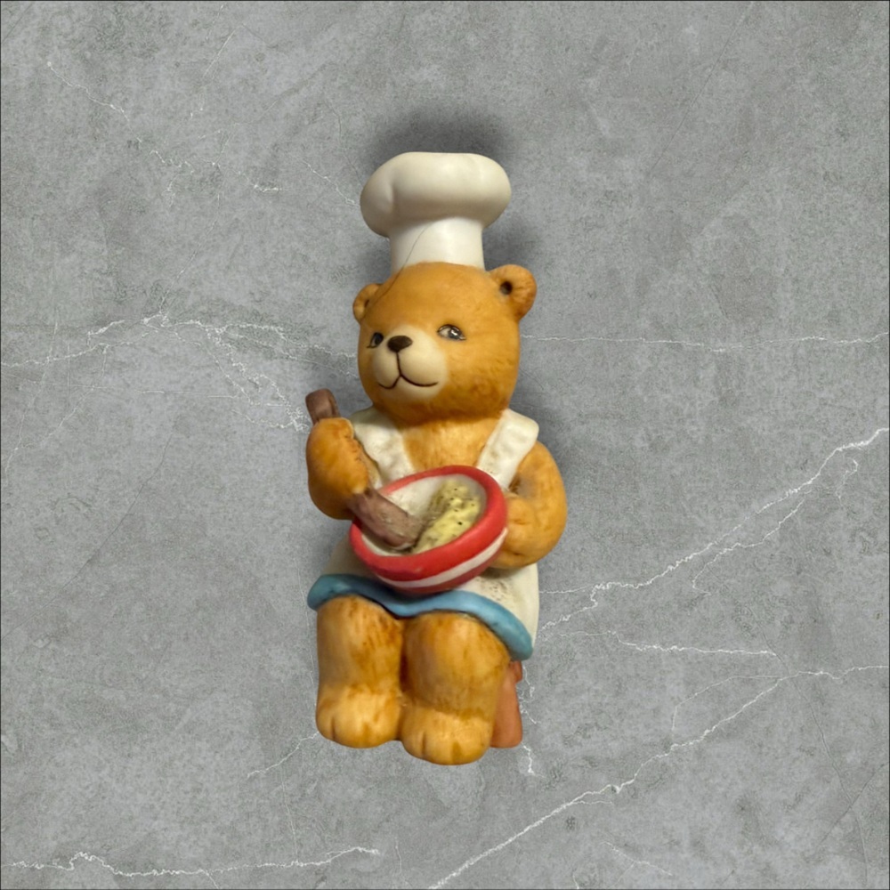 Vintage Teddy Bear Baking Cooking Chef Figurine BC Bronson Porcelain Bisque